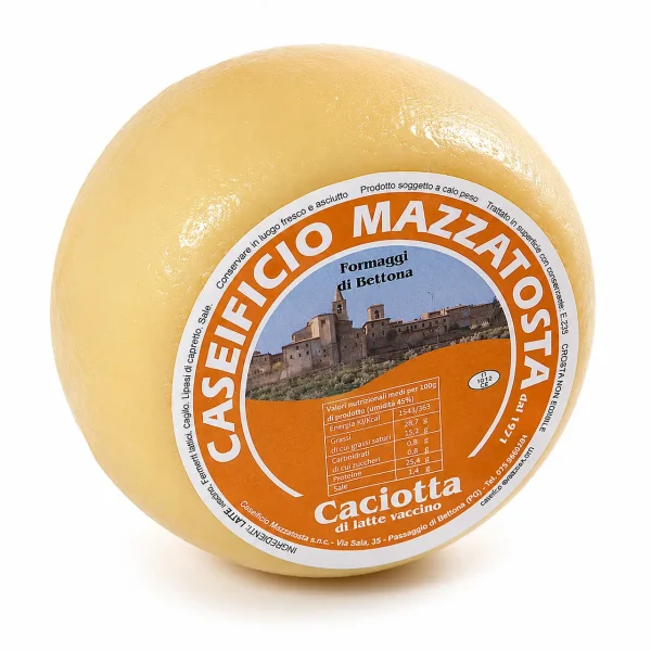 Caciotta umbra artigianale forma intera da latte vaccino, formaggio tipico della tradizione umbra