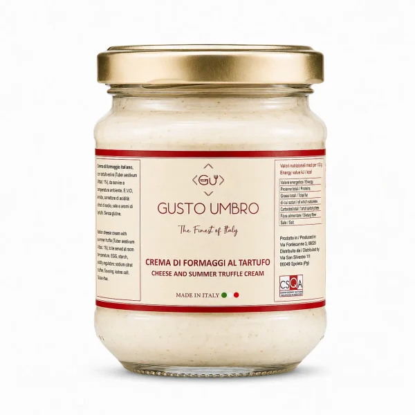 Crema di formaggi al tartufo con tartufo nero estivo e tartufo bianchetto ideale per crostini e primi piatti