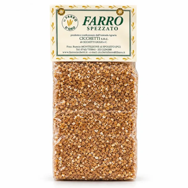 Una confezione di farro Spezzato Italiano 500gr