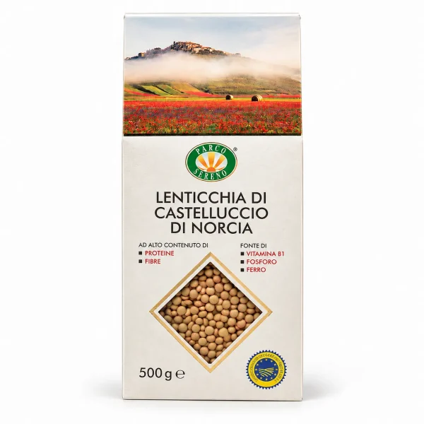 Una confezione di Lenticchie di Castelluccio di Norcia I.G.P. 250gr