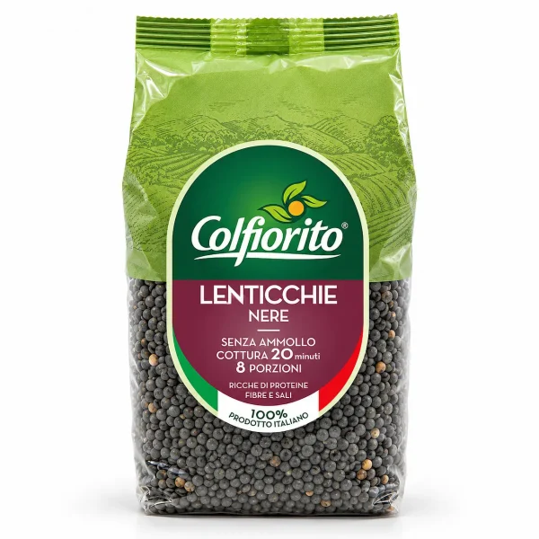 Una confezione di Lenticchie Nere 100% Italiane da 400gr