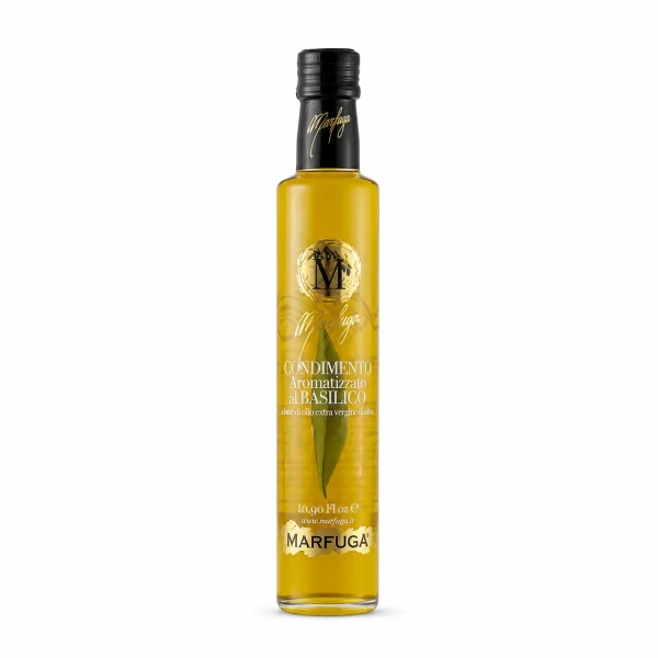 Olio al basilico Marfuga condimento a base di olio extravergine di oliva aromatizzato al basilico