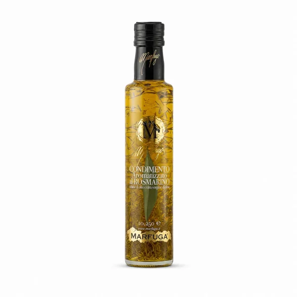 Olio al rosmarino Marfuga condimento a base di olio extravergine di oliva aromatizzato al rosmarino