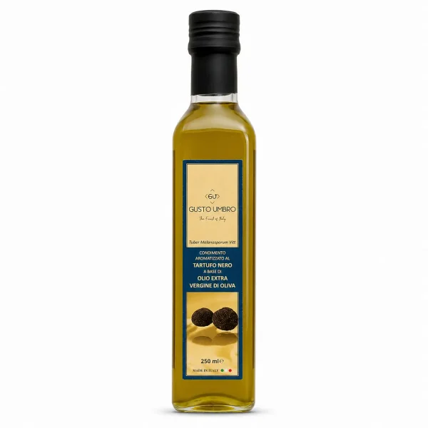 Olio Aromatizzato al Tartufo Nero 250 ml a base di olio extravergine di oliva 100% italiano
