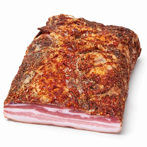 pancetta di maiale piccante stagionata con peperoncino artigianale