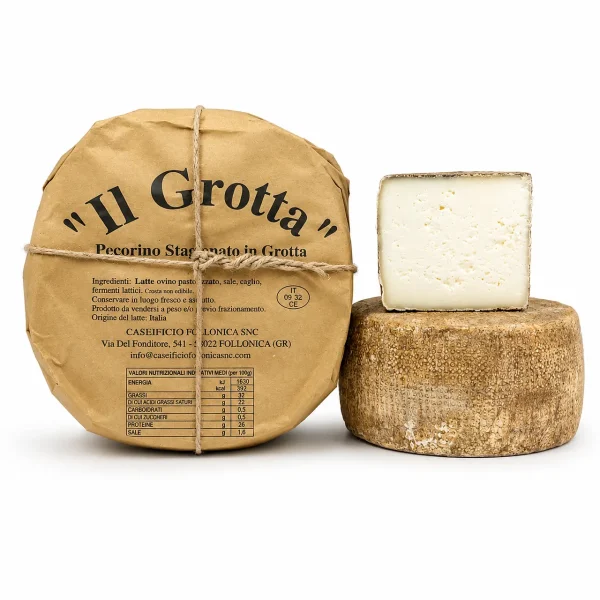 Pecorino stagionato in grotta artigianale affinato in ambiente naturale