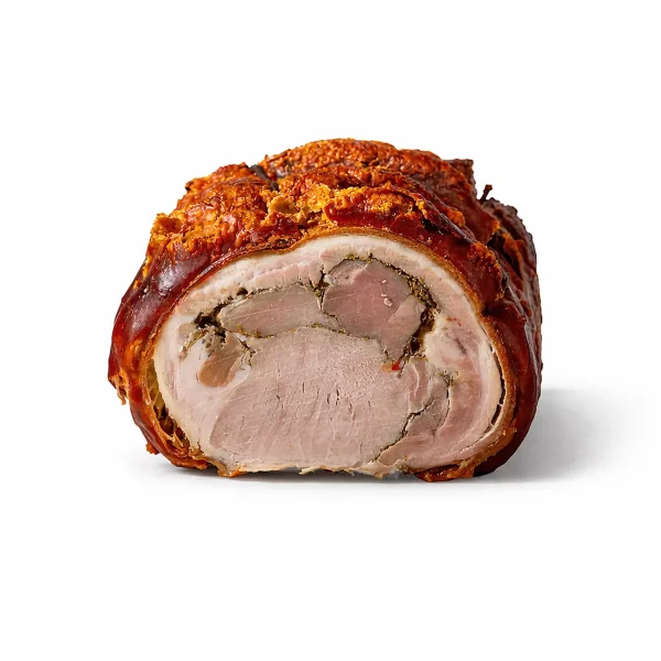 porchetta toscana artigianale taglio interno con crosta croccante