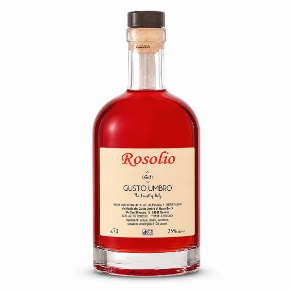 Una bottiglia di Rosolio liquore 70 cl GustoUmbro