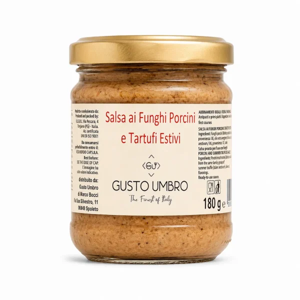 Salsa Porcini e Tartufo da 180 g con funghi porcini e tartufo estivo